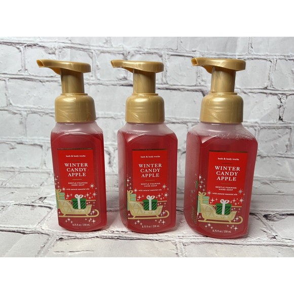 3 Bath & Body Works WINTER CANDY APPLE Gentle Foaming Hand Soap 8.75oz NEW - Picture 1 of 4
